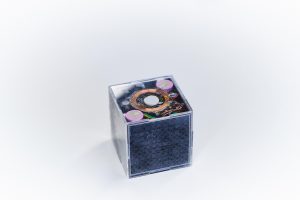 A cube with electronics inside