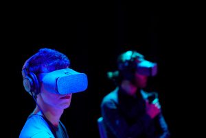 Person wearing Virtual Reality headset