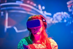 Woman wearing VR headset