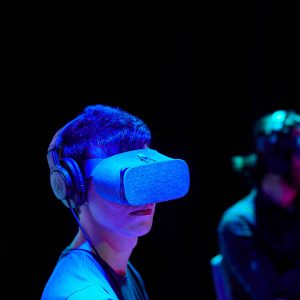 Person wearing Virtual Reality headset