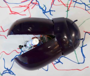 Insect looking robot with pen attached