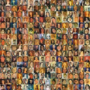 A series of pixelated portraits