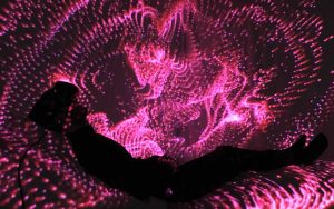 Digital background with silhouette of reclining person