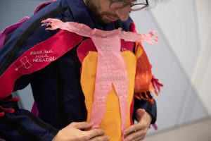 Man wearing modified jumpsuit