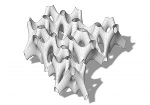 A render of a 3D print with a biological appearance