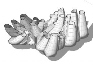 A render of a 3D print with a biological appearance