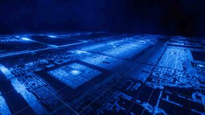 A aerial view of medieval Angkor in an X-ray style