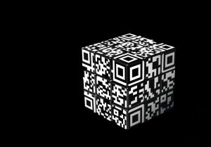 A Rubik's cube with QR codes on every surface