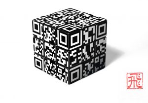 A Rubik's cube with QR codes on every surface